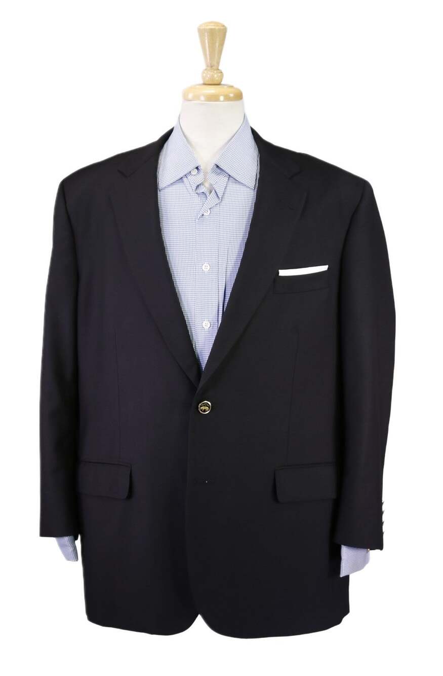 Brooks Brothers Loro Piana Black 120's Wool Metal Logo Buttons Wool Blazer 44R
